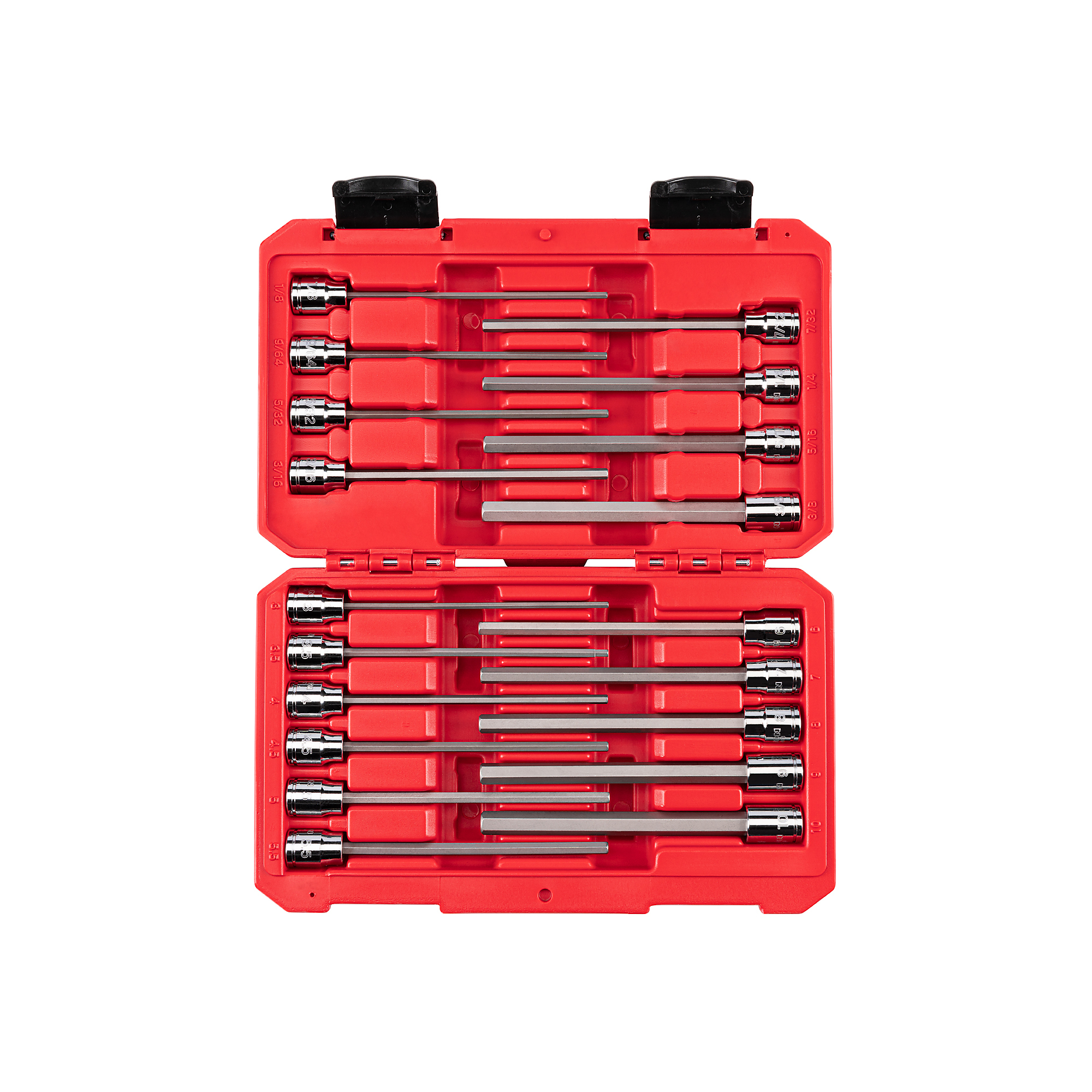 TEKTON 3/8 Inch Drive Long Hex Bit Socket Set with Case, 19-Piece (1/8 - 3/8 in., 3 - 10 mm) | SHB91315